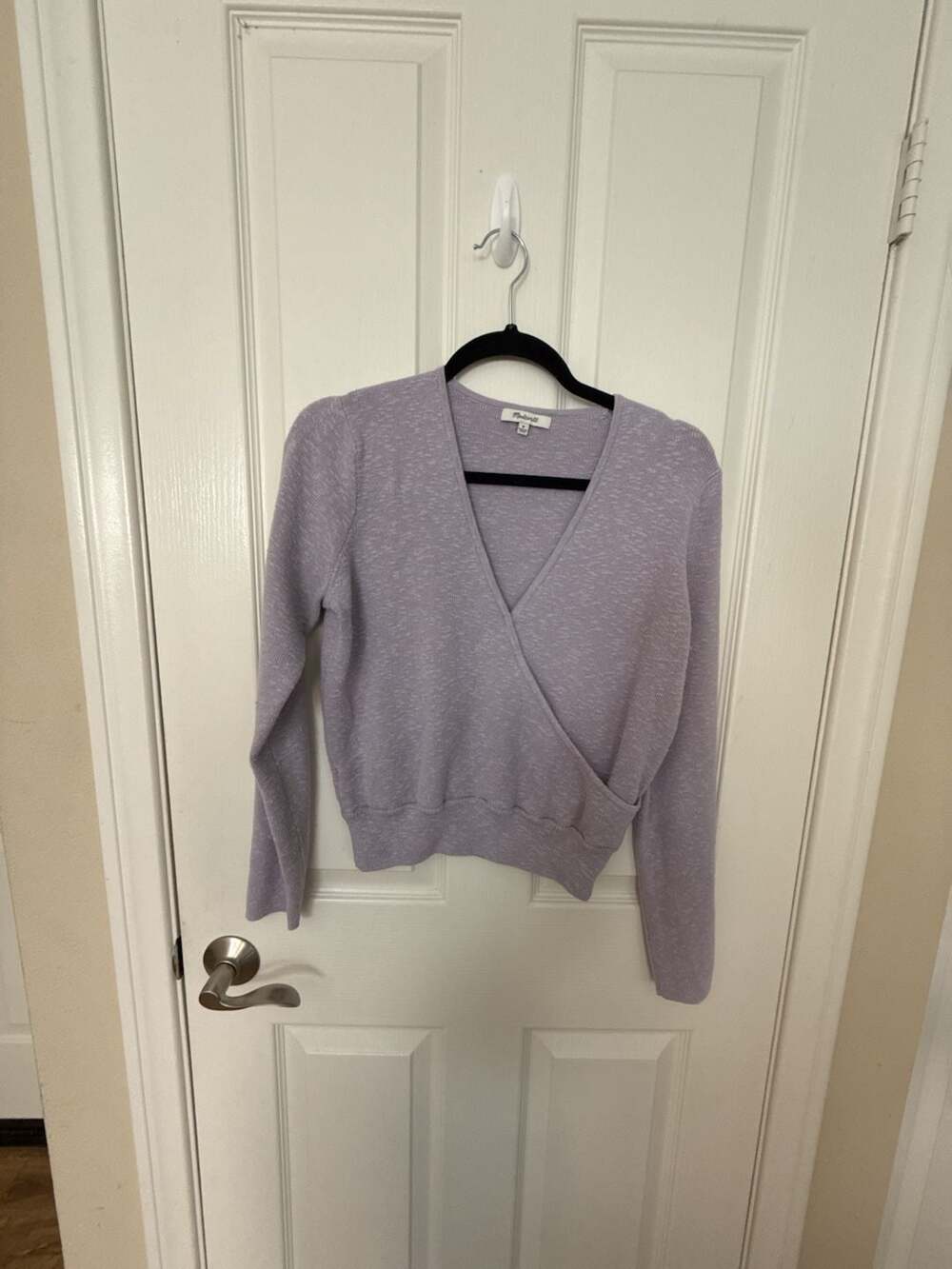 Madewell Size M Lavender Wrap Front Long Sleeve Sweater